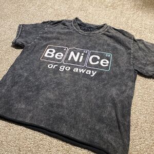 Fifth Sun Be Nice Or Go Away Graphic T-Shirt Small Black Acid Wash Cotton